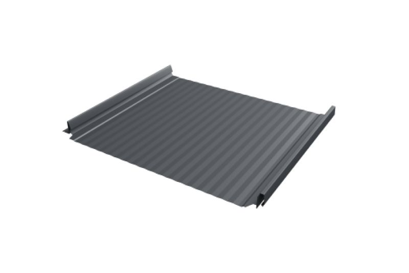 Кликфальц Pro Gofr Grand Line 0,5 Velur X с пленкой на замках RAL 7024 мокрый асфальт