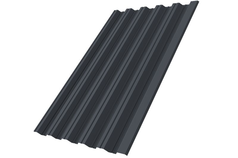 Профнастил НС35R Grand Line 0,5 PurLite Matt RAL 7024 мокрый асфальт