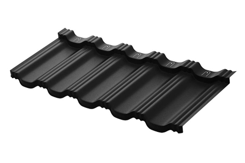 Модульная металлическая черепица Аквасистем Гётеборг PU Matt (Zn275) 0,5мм Rooftop Кашемир (лист 1205х415 мм) RAL 9005