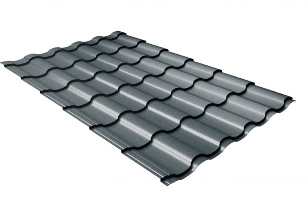 Металлочерепица Grand Line Kredo Rooftop Бархат RAL 7016 антрацитово-серый