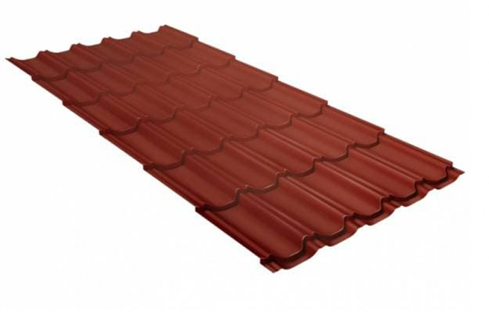 Металлочерепица Grand Line Kvinta plus Velur X RAL 8004 терракота
