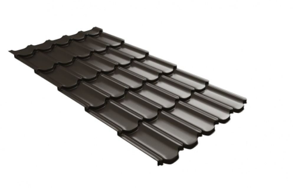 Металлочерепица Grand Line Kvinta plus Rooftop Бархат RR 32 темно-коричневый