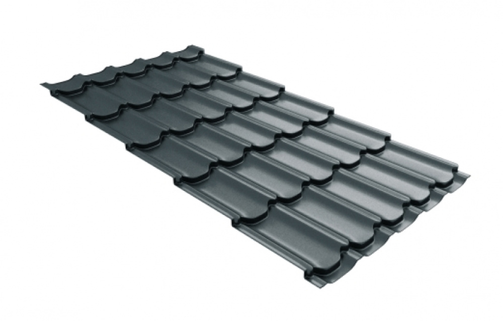 Металлочерепица Grand Line Kvinta Plus Satin Matt TX RAL 7016 антрацитово-серый