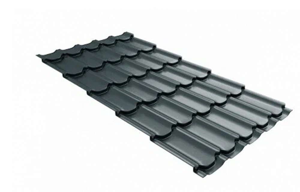 Металлочерепица Grand Line Kvinta Plus Satin Matt TX RAL 7024 мокрый асфальт