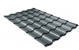 Металлочерепица Grand Line Kredo PurLite Matt RAL 7016 антрацитово-серый