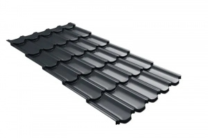 Металлочерепица Grand Line Kvinta plus 3D Drap ТХ RAL 7016 антрацитово-серый